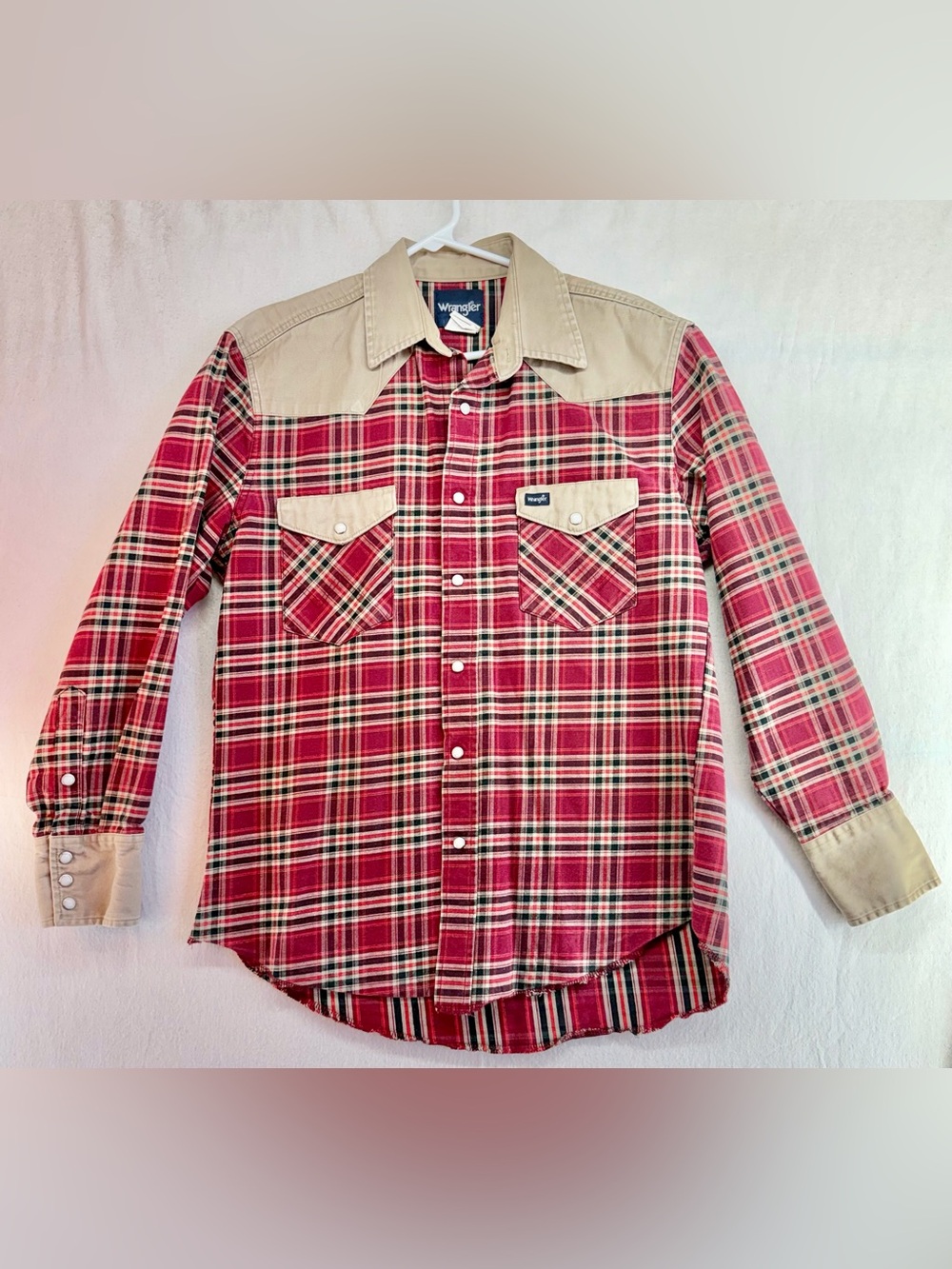 Wrangler MS725RM Pearl Snap Plaid Western Heavy Canvas Brush Shirt Men's Size Lg